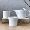 Hakusan Porcelain Linen Line Tea Set White (3pcs)