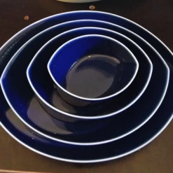 Hakusan Porcelain Leaves Plate Set (4pcs) Blue Dining & Tableware