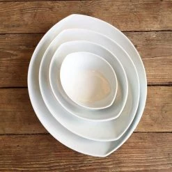 Hakusan Porcelain Dining & Tableware Leaves Plate Set(4pcs) White