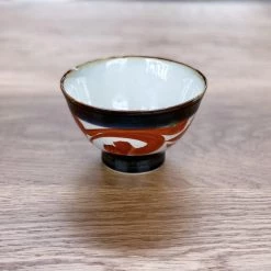 Kihara Japanese Artisan Arita Rice Bowl Gosu-zome Red