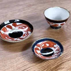 Kihara Japanese Artisan Arita Rice Bowl Gosu-zome Red