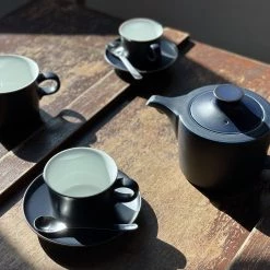 Hakusan Porcelain Navy Tea Pot Tea & Coffee 6 Hakusan Porcelain Navy Tea Pot Tea & Coffee