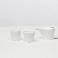 Hakusan Porcelain Linen Line Tea Set White (3pcs)