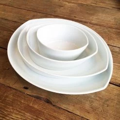 Hakusan Porcelain Dining & Tableware Leaves Plate Set(4pcs) White