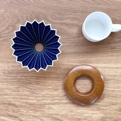 Sato Beni Shouten Origami Dripper (M) Navy W/ Wooden Stand Kitchen