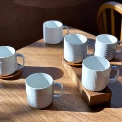 Hakusan Porcelain Relief Mug Diagonal Lines