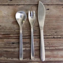 Dining & Tableware Sori Yanagi Design Stainless Steel Table 6P Setting (K,F,S 18p) 13 Dining & Tableware Sori Yanagi Design Stainless Steel Table 6P Setting (K,F,S 18p)