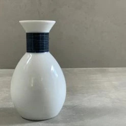 Hakusan Porcelain Dining & Tableware Linen Line Sake Bottle Indigo 5 Hakusan Porcelain Dining & Tableware Linen Line Sake Bottle Indigo