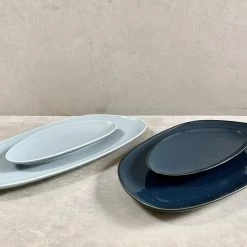 Hakusan Porcelain Dining & Tableware Petra Long Platter (L) Navy Or Grey