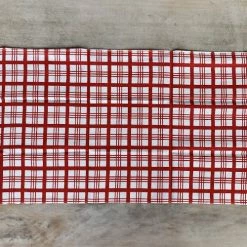 Kamawanu Tenugui - Red Check "Mimasu-Koshi"