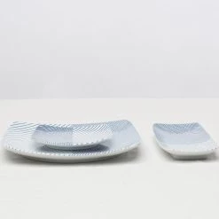 Hakusan Porcelain Stripes Plate Square Large Dining & Tableware